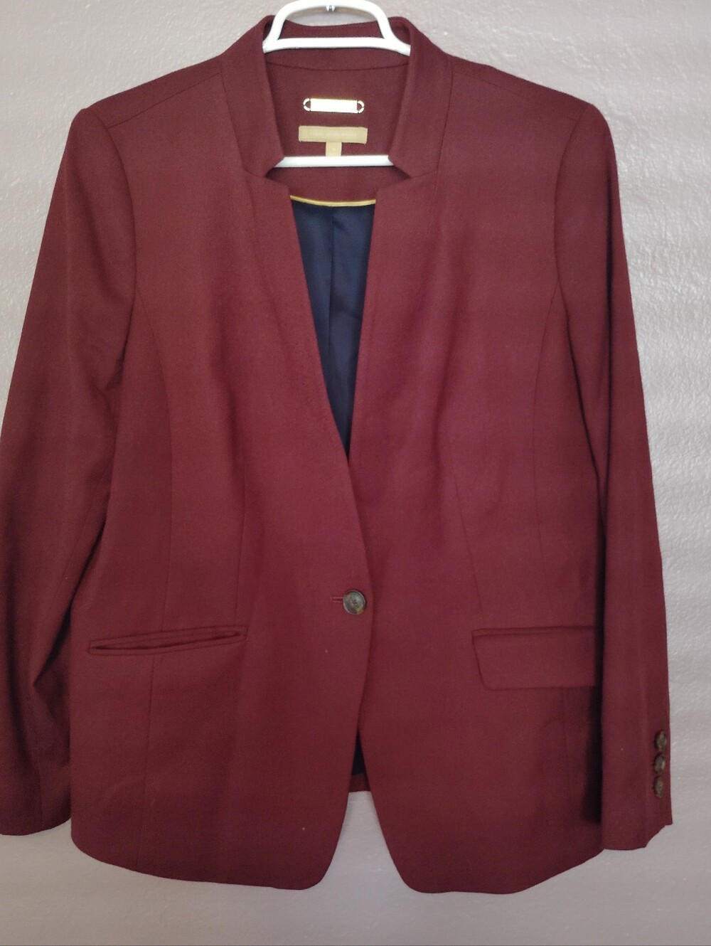 Talbots Woven In Italy Wool Blend Blazer Burgundy Classic Luxury Career Jacket